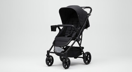 Stylish black stroller for baby