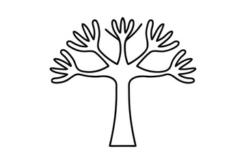 Simple line drawing of a stylized tree with many branches