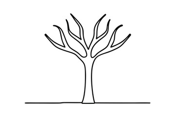 Fototapeta premium Simple line drawing of a bare winter tree