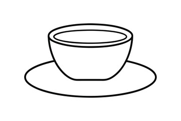 Simple line drawing of coffee cup and saucer