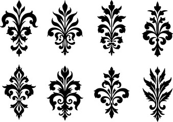 Abstract Floral Ornament Tattoos  Shape Vector Bundle | Decorative Flower Silhouettes