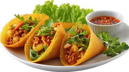 Delicious tacos filled with fresh ingredients and vibrant flavors. transparent background
