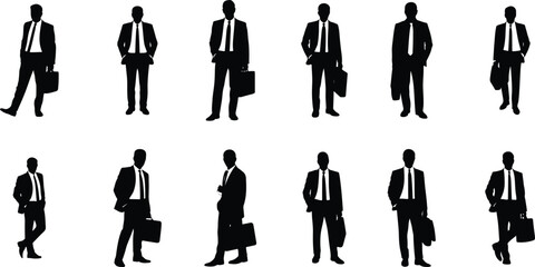 businessman icon set vector silhouette on white background.