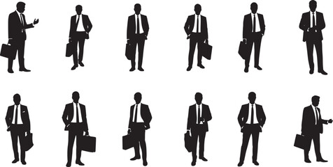 businessman icon set vector silhouette on white background.