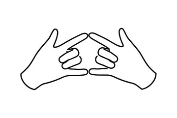Two hands forming a heart shape line drawing illustration