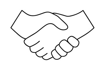 Simple line drawing of two hands shaking in agreement