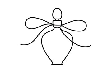 Elegant perfume bottle line drawing with bow
