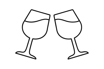 Two wine glasses line drawing cheers toast celebration