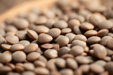 Close-up of Lentils of the pardina variety from Leon, Spain
