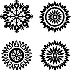 Abstract Floral Ornament Tattoos  Shape Vector Bundle | Decorative Flower Silhouettes
