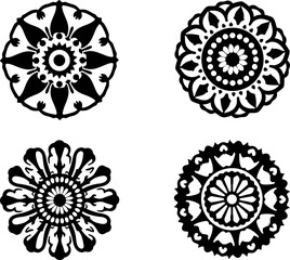 Abstract Floral Ornament Tattoos  Shape Vector Bundle | Decorative Flower Silhouettes
