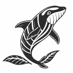 Stylish orca whale design element transparent background