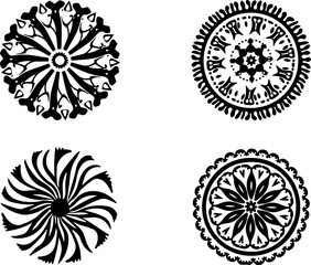 Abstract Floral Ornament Tattoos  Shape Vector Bundle | Decorative Flower Silhouettes
