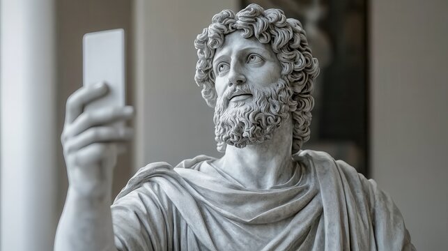 Fototapeta statue taking selfie