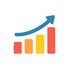 Business Growth Bar Chart Icon. Vector.

