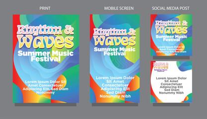 Futuristic Fluid Wave  Abstract Vibrant Design for Summer Promotions. fluid design template multiple platform for print, mobile screen and social media post vector illustration