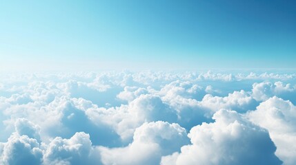 Fototapeta premium White cloud and blue sky view from airplane seeing miracle fluffy cloud, clear and fresh air in summer of holiday that is fantastic and wonderful