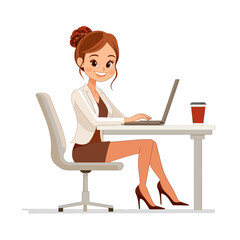 Cartoon young professional working at a desk