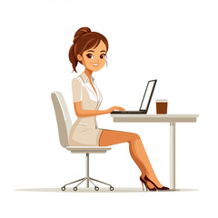 Cartoon young professional working at a desk