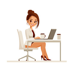 Cartoon young professional working at a desk