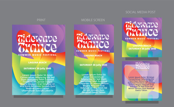 Modern Abstract Soundwave. Vibrant Background for Music and Summer. fluid design template multiple platform for print, mobile screen and social media post vector illustration