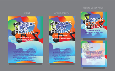 Creative Fluid Template. Abstract Summer Wave for Socials. fluid design template multiple platform for print, mobile screen and social media post vector illustration