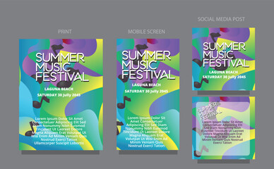 Smooth Summer Wave. Clean Colorful Background for Media. fluid design template multiple platform for print, mobile screen and social media post vector illustration