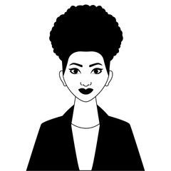 An African businesswoman portrait in black and white. A monochrome silhouette of a beautiful African female. 