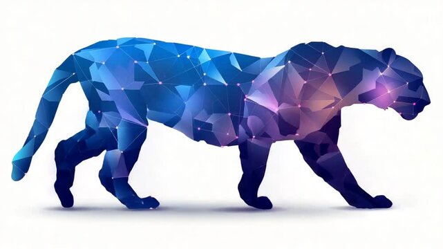 Geometric Panther Animation: Polygonal Design with Walking Sequence Motion Graphic