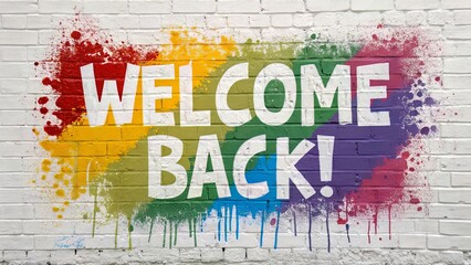 Colorful "Welcome Back" Letters and a Fresh Red Apple on a Dark Gray Slate Background Creating a School-Themed Composition.