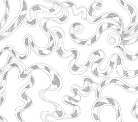 Beautiful abstract vector seamless pattern with handwritten figured ornamental lines