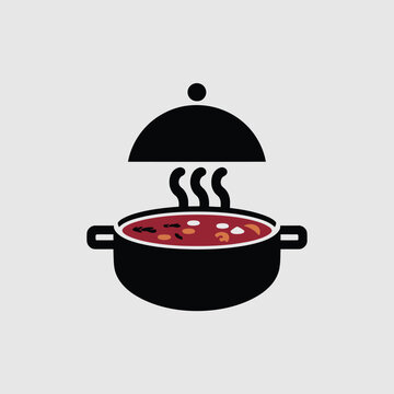 black pot of stew with steam clip art preview