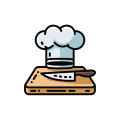 vector icons cooking food chef hat include a pizza slice, a sushi roll, spaghetti and meatballs, a curry bowl burger , fish 
