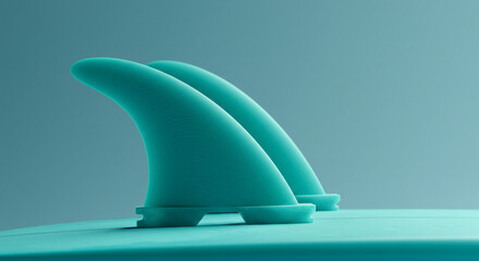 Sleek Teal Surfboard Fins – Stability & Control in Ocean Sports
