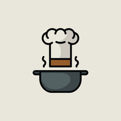 vector icons cooking food chef hat include a pizza slice, a sushi roll, spaghetti and meatballs, a curry bowl burger , fish 

