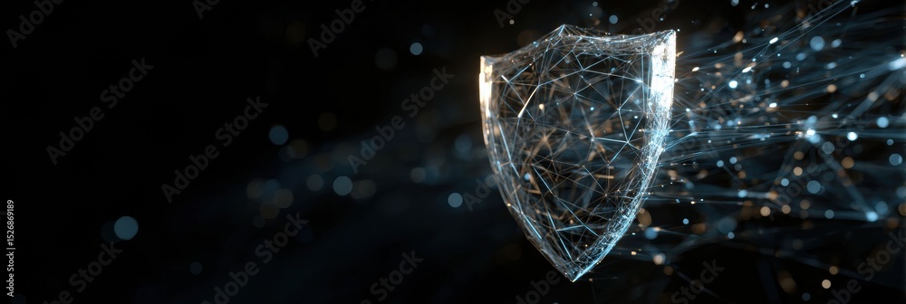 Poster Pulsing Antivirus Shield Deflects Phishing Bug While Maintaining Clear Top Section