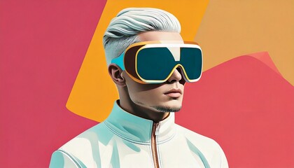 Man with googles on an abstract background