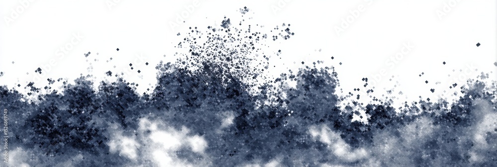 Poster Cloud System Error Symbol Disintegrates Into Particles, Revealing Upper Margin Soft Texture and Flowing Transition Into Digital Chaos