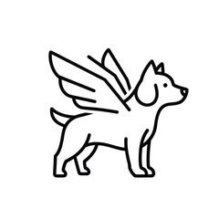 Fototapeta premium Line art illustration of a dog with wings