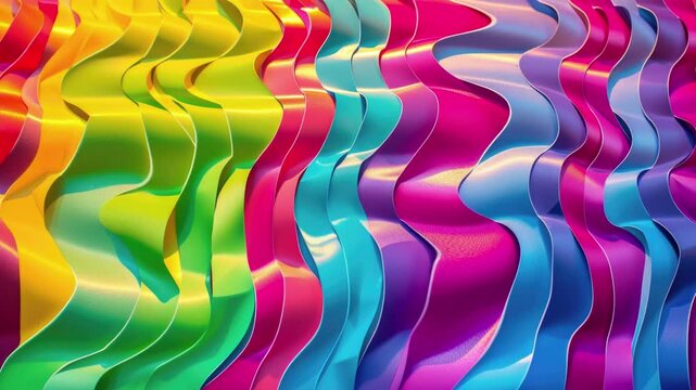 Brightly colored paper waves background animation
