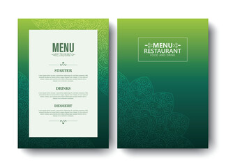 Elegant Green Restaurant Menu Template with Floral Ornament