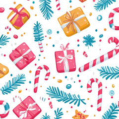 seamless pattern with christmas presents AI generated 
