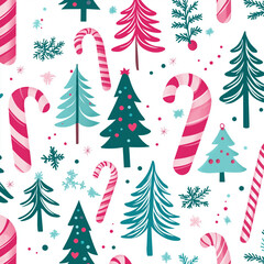 christmas tree seamless pattern AI generated 