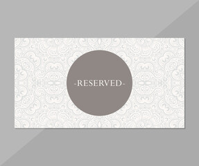 Elegant Decorative Pattern with Circle Shape Reserved Sign Presentation