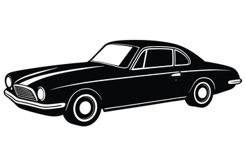 Fototapeta premium Vintage car silhouette vector art ideal for classic vehicle logos banners and automotive