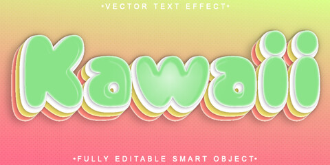  Kawaii Pink Kids Girl Cute Manga Anime Fully Editable Smart Object Text Effect