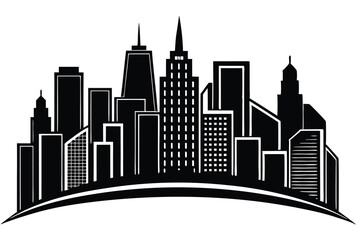 Obraz premium vector illustration of city skyline architecture silhouette urban landscape art