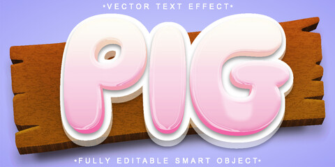  Pig Animal Farm Cute Pink Fully Editable Smart Object Text Effect