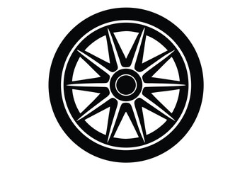 Fototapeta premium Racing Car Wheel Silhouette Vector Illustration Clean and Sharp Vector Art for Racing and Car Graphics