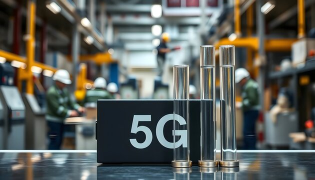 5g technology manufacturing industrial facility product display modern environment close-up view innovation focus